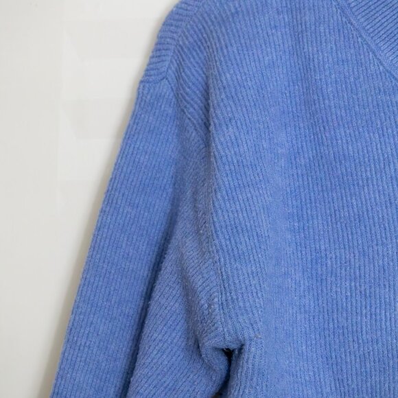 Nine West Ribbed Knit V-Neck Sweater - Blue - Picture 3 of 12